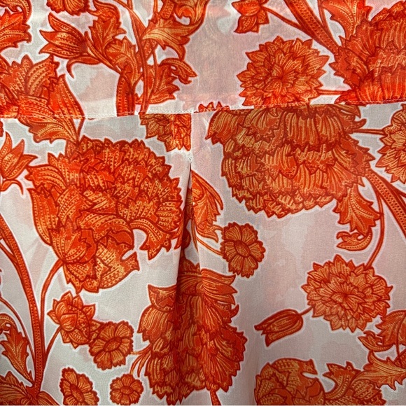 Covington Sleeveless Blouse Burnt Orange Floral Sheer Fall Aesthetic M Petite - Picture 7 of 10